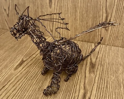 Handcrafted Bronze Aluminum Wire Dragon 9”H x 10"W x 10"L - Image 1 of 3