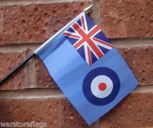 RAF ENSIGN HAND WAVING FLAG Small 6" x 4" with black pole ROYAL AIR FORCE UK - Picture 1 of 1