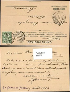 411508,Ganzsache Ernest Schmid Chaux-De-Fonds Schweiz Reklame Zudruck - Picture 1 of 1