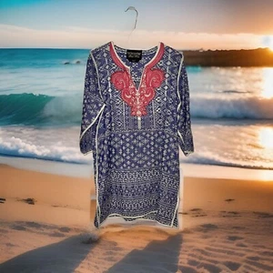 Soft Surroundings Label Noir Made in India Embroidered Tunic Size Large - Picture 1 of 8