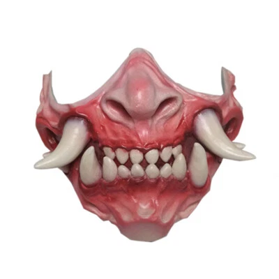 Personalized Japanese Mask Half Face Terror Latex Mask Halloween Costume Prop - Image 1 of 4