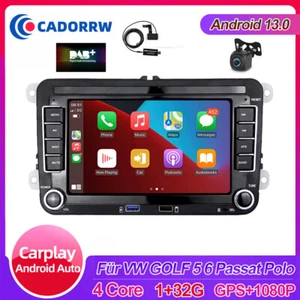 DAB+ 7" Carplay Android 15 Autoradio GPS Navi für VW GOLF 5 6 Passat Polo Kamera - Bild 1 von 21