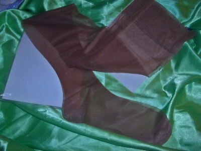 Echte Vintage RHT Nylonstrümpfe Nylons Mesh Perlonstrümpfe Beinlänge 88 cm braun - Bild 1 von 3