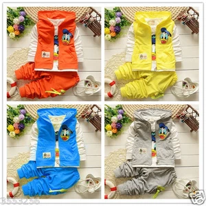 3PCS baby boys girls cotton Hooded vest +T shirt+pants outfits spring Clothing - Picture 1 of 9