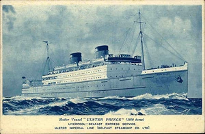 ~1930 Steamer Dampfer Schiff Motor Vessel ULSTER PRINCE Liverpool Belfast Line - Picture 1 of 2