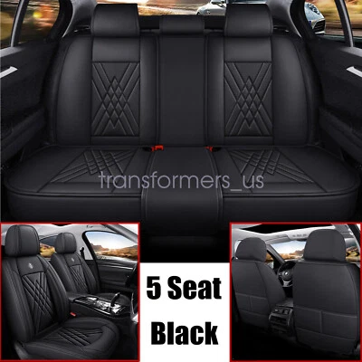 Full Surround Set For Honda Quilted Seat Cover Faux Leather Cushion Covers Black - Image 1 of 4