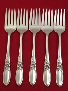 Oneida Community WHITE ORCHID Silver Plate Lot of 5 Salad Forks - Picture 1 of 6