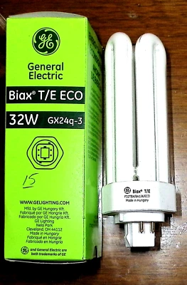 GE Biax T/E ECO 32W 4 Pin CFL GX24q-3 General Electric Compact Fluorescent NEW - Image 1 of 4