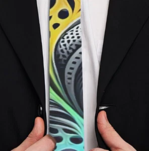 Handmade Leopard Tie Psychedelic Rainbow Necktie Cheetah Neckwear Pop Op Art - Picture 1 of 5