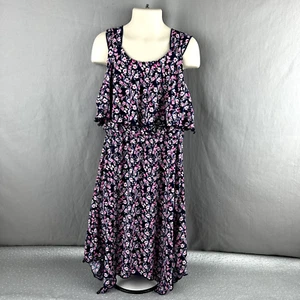 Three Pink Hearts Girls 12 Summer Dress Floral Sharkbite Hem Sleeveless 31" L - Picture 1 of 15