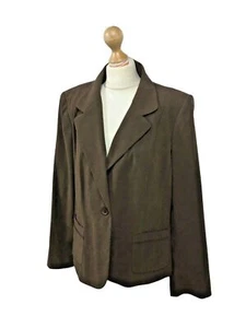 EVIE Womens Blazer Jacket Size XXL 20 Chocolate Brown Faux Suede EU48 Vintage - Picture 1 of 9