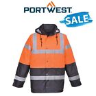 SALE Portwest Hi-Vis Two Tone Traffic Jacket Waterproof Reflective Work S467