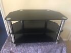 Black Glass Tv Stand With Chrome Legs 800Mm Wide Good Condition