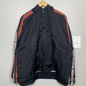 Vintage 90s Converse Black Hooded Quarter Zip Pullover Windbreaker Jacket Sz XL - Picture 1 of 8