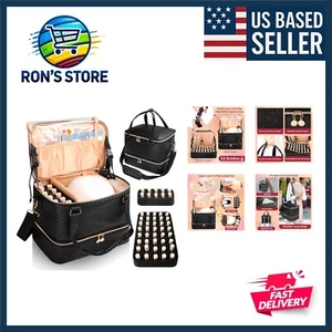 Nail Polish Organizer Bag Holds 50 Bottles 15ml/0.5 fl.oz& Nail Lamp, Leathe... - Picture 1 of 10