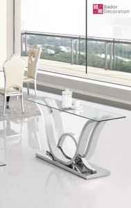 Designer Konsolentisch Edelstahl Glastisch Tisch Silber Flurtisch - Bild 1 von 3