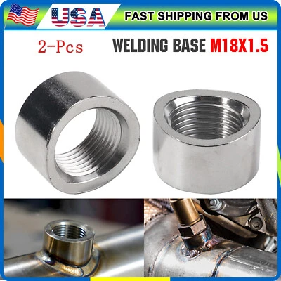 2Pcs O2 Oxygen Sensor Bung M18 X 1.5 Notched O2 Sensor Bung 304 Stainl Ess Steel - Image 1 of 4
