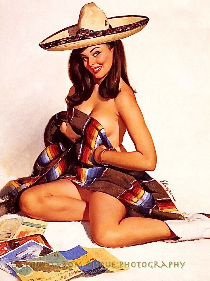 Linda mulher em Sombrero 8,5x11" impressão fotográfica linda obra de arte pinup Gil Elvgren - Imagem 1 de 1