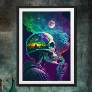 Poster arte da parete su tela - dipinto teschio psichedelico, decorazione arte moderna - Foto 1 di 6