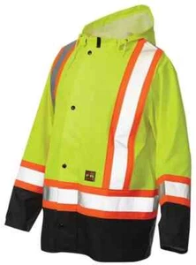 Chaqueta de Lluvia Tough Duck F6711 Tipo 3 L/G Alta Visible Seguridad Trabajo Poliuretano - Imagen 1 de 2