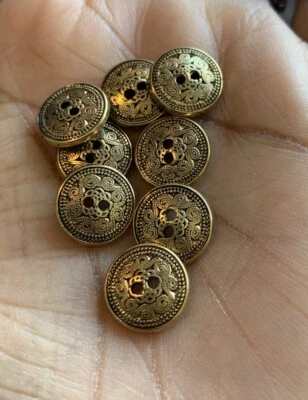 30 X Antique Vintage Style Gold  Metal 15mm Blouse Shirt Dress Craft Buttons - Image 1 of 3