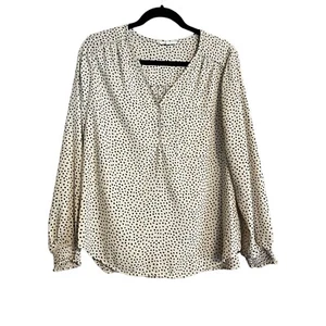 Pleione Women's Black & Cream Dotted Pullover Long Sleeve Blouse, Top. Medium - Picture 1 of 8