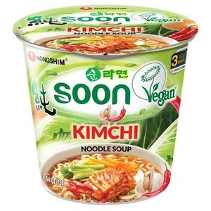 (6 Pack) NONGSHIM Korean Soon Kimchi Instant Ramen Cup Noodle Soup, Vegan, 75g - Picture 1 of 6