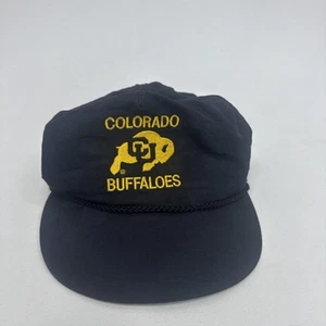 Vintage NOS Colorado Buffaloes Black Checkered Strapback Hat - Picture 1 of 5