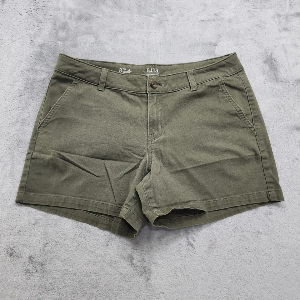 ANA Corto Mujer 8 Verde Algodón Sarga Elastizado Chino Informal Oficina Preppy Bolsillos Foto 1 de 4