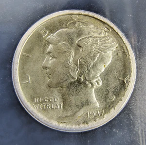 1937 Mercury Silver Dime - ICG MS 64 FB - Full Split Bands - Only 15K Survival - Picture 1 of 14