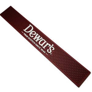 Dewar's True Scotch BEER SPILL RAIL BAR MAT 3 1/2" X 23 1/2" Maroon - Picture 1 of 8