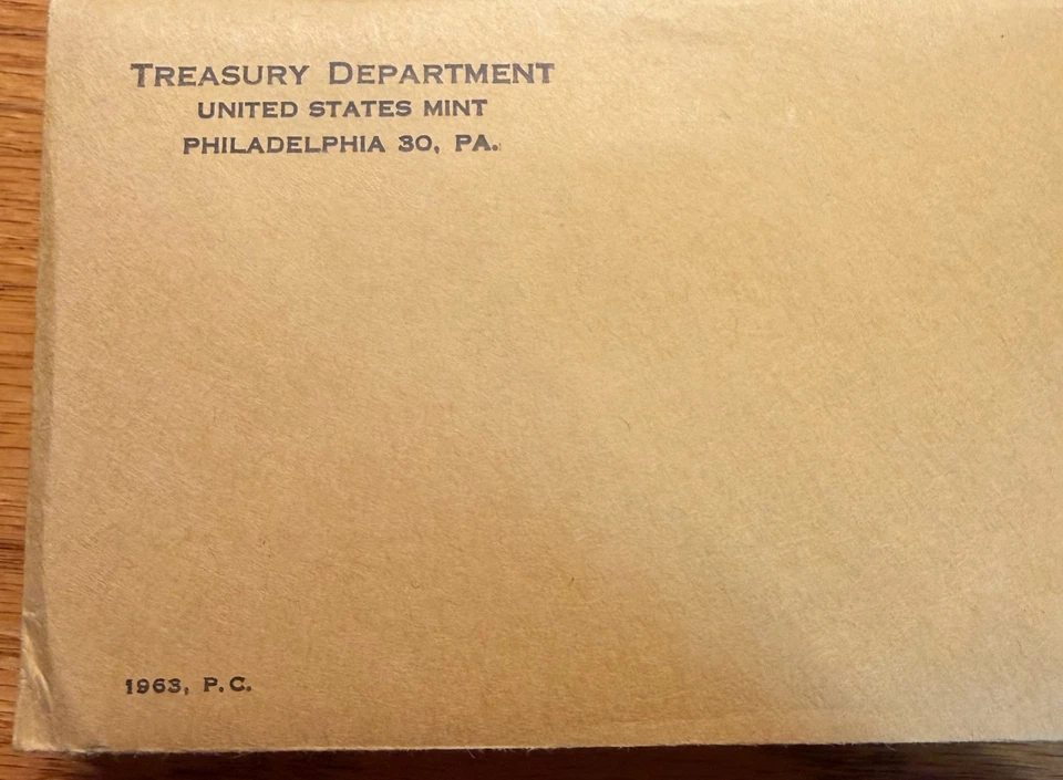 🔥 1963 U.S. Mint Proof Set–Unopened Original Envelope! Franklin $.50 - Image 1 of 1
