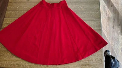 Falda Lee Mar of California de Colección Años 50 Terciopelo Rojo Línea A Cremallera Botón Trasero Foto 1 de 2