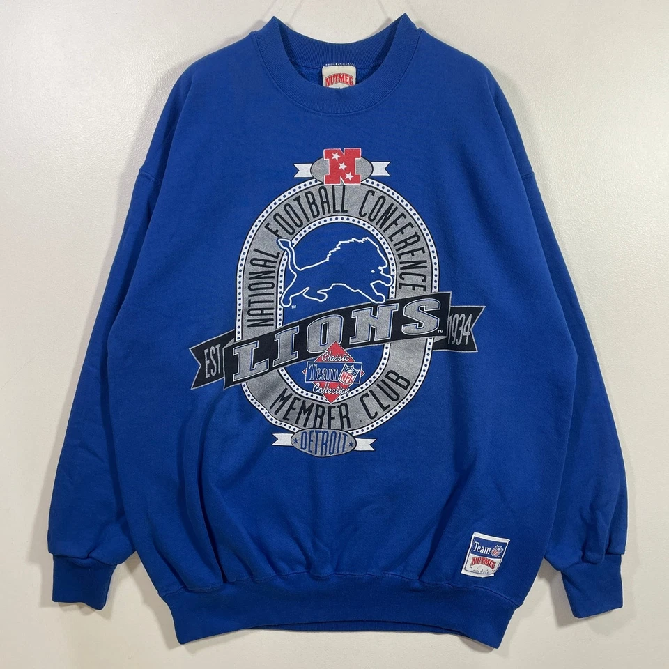 Sudadera Detroit Lions Champions Años 90 Azul Real Cuello Redondo Unisex RM2371 Foto 1 de 1