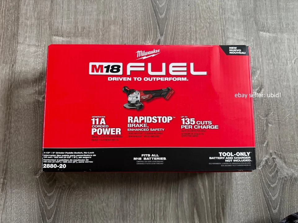 Interruptor de paleta amoladora Milwaukee 2880-20 M18 COMBUSTIBLE 4-1/2"/5", sin bloqueo Foto 1 de 1