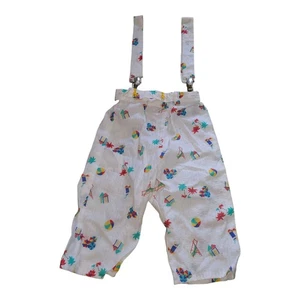 Vintage 1980er Handarbeit Baby Outfit mit abnehmbaren Hosenträgern Strand Motiv 8-10 - Bild 1 von 4