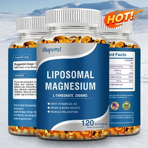 Liposomal Magnesium L-Threonate 2000mg -Vitamin D3, K2 - for Brain, Heart, Bones - Picture 1 of 12