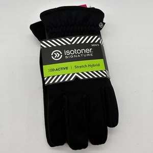 Isotoner Signature Active Stretch Hybrid Men’s Black Gloves Ultraplush Lining XL - Picture 1 of 6