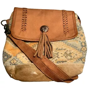 Twisted Western Purse Leather Tapestry Calf Hair Crossbody Strap Bag Tassel - Picture 1 of 11