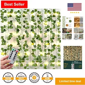 Artificial Ivy Garland with 80 LED String Lights - 12 Pack - Wall Room Decor - Picture 1 of 11
