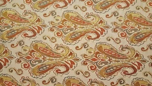 Discount Fabric JACQUARD Gold, Rust & Gray Paisley Drapery - Picture 1 of 1