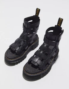 New Dr Martens Ricki Nappa Lux Gladiator Sandals Size 8 Black Leather Platform - Picture 1 of 5