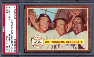 1962 Topps #237 PSA 8 World Series Winners Celebrate Yankees Reds 237 - Image 1 of 2