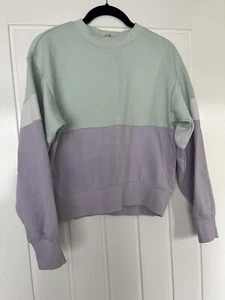 H&M Basic Sweatshirt Age 10-12 Mint White Lilac Stripe - Picture 1 of 6