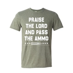 Camiseta Alabado sea el Señor y pase la munición verde brezo manga corta XL - Imagen 1 de 2