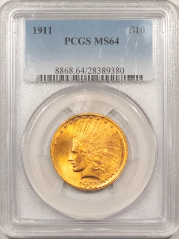 1911 $10 INDIAN GOLD - PCGS MS-64, PREMIUM QUALITY! Cover
