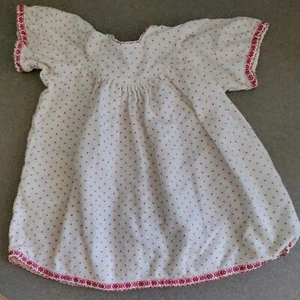 Vintage Handmade White Flannel Baby Gown Dress Red Pin Dots/Trim Soft Nightdress - Picture 1 of 7