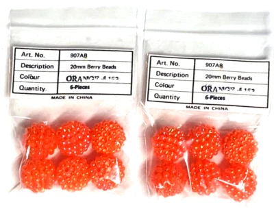 2 PAQUETES Cuentas de Racimo de Pesca Premium 20 mm Naranja Brillante 6 Cuentas Salmón/Cabeza de Acero Foto 1 de 4