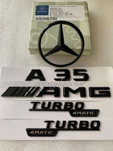 Gloss Black Rear Star & Badge For Mercedes A Class A35 AMG Turbo 4matic W177 19+ - Picture 1 of 2