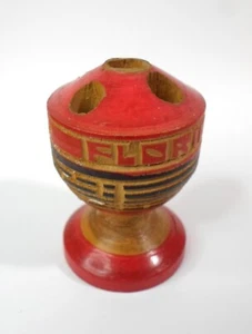 Vintage FLORIDA SOUVENIR TOOTHPICK HOLDER Carved Wood Made in Mexico 2.25" Tall - Picture 1 of 7